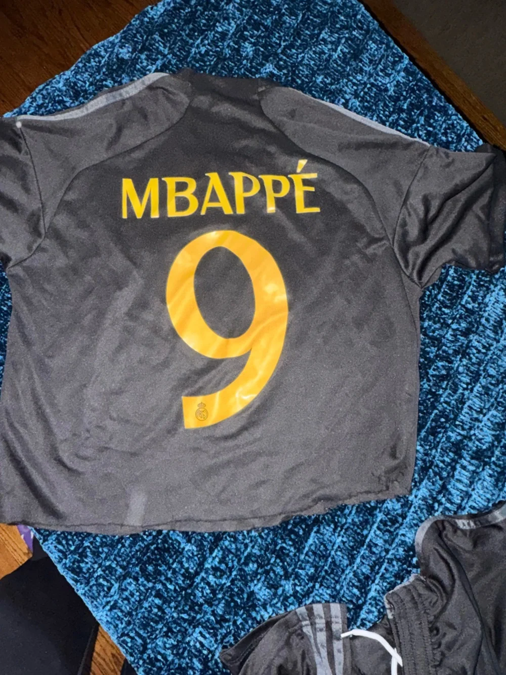adidas Real Madrid Mbappé 9 Soccer Jersey Yellow/Charcoal Emirates set